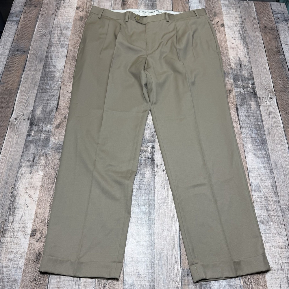 Lauren Ralph‎ Lauren Dress Pants Mens 40x30 Tan Wool Cashmere Pleated Cuffed